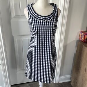 Talbots Navy and White Gingham Sheath Dress (size 2P)